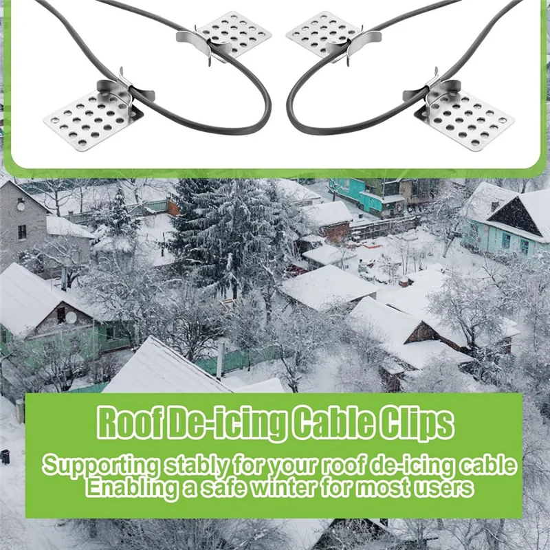 

50 Pcs Roof De-Icing Cable Clips Heat Cable Roof Clip Aluminum Roof Clips Outdoor Fast Easy Deicing Cable Clips Durable-ABRO