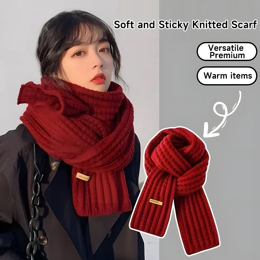 Winterschal für Damen und Herren, dicker Zopfmuster, klobiger langer warmer Schal für Reisen, Büro, warme Kaschmirschals, Halstuch – Detail 7