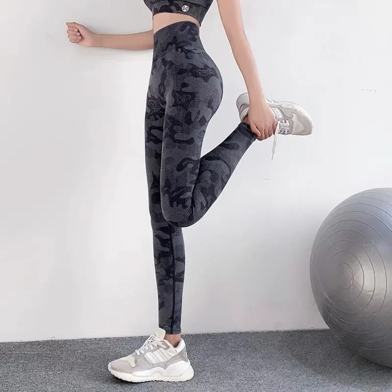 Pantaloni sportivi senza cuciture elastici Anti-arricciatura a vita alta da donna pantaloni da corsa pantaloni da ciclismo da Yoga pantaloni da