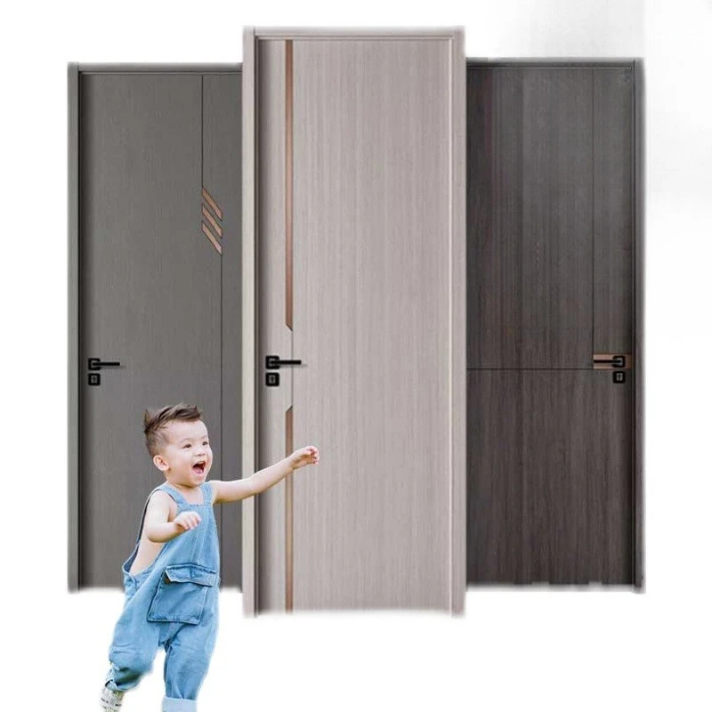 Carbon fiber solid wood composite door light luxury minimalist indoor bedroom swing door bathroom door project unpainted wood do