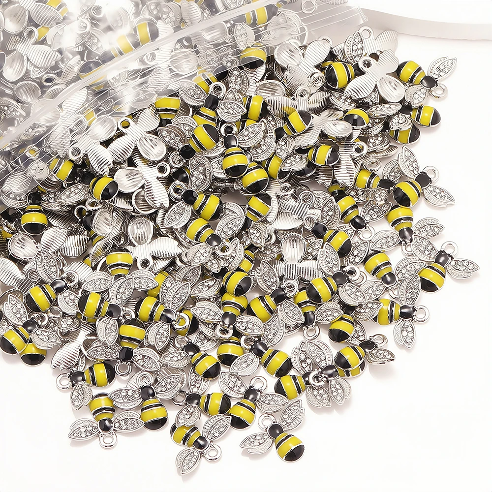 18*14MM Colorful Cute Bee Zinc Alloy Enamel Pendant Charm For Women's Earrings Bracelet DIY Handmade Jewelry Ornamental