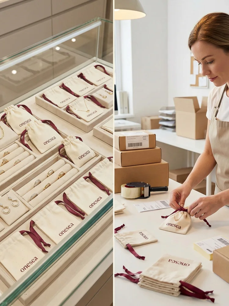 Natürliche Baumwoll-Geschenktasche für Schmuck und Kosmetik, Umweltfreundliche Verpackungstasche – Detail 6