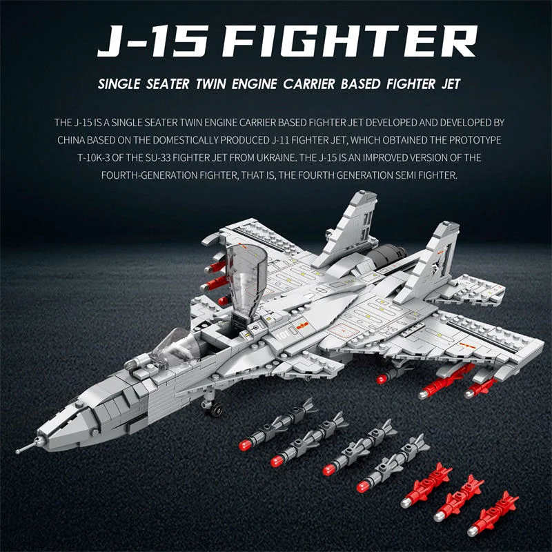 

1066PCS 33028 Small J-15 Fighter Jet Plane Model Ornament Building Block RC Car Model Bricks DIY Toy Holiday Gift Birthday Gift