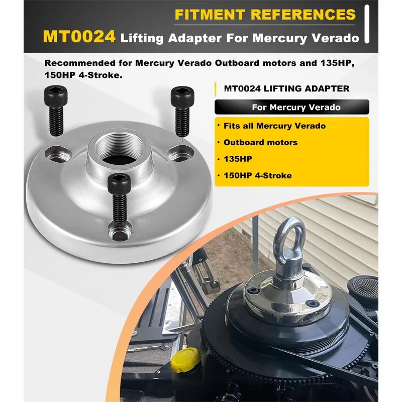 for Mercury Verado Lifting Adapter with Bolts MT0024 Compatible with Mercury Verado Flywheels and 150HP 4-Stroke Outboard Motors