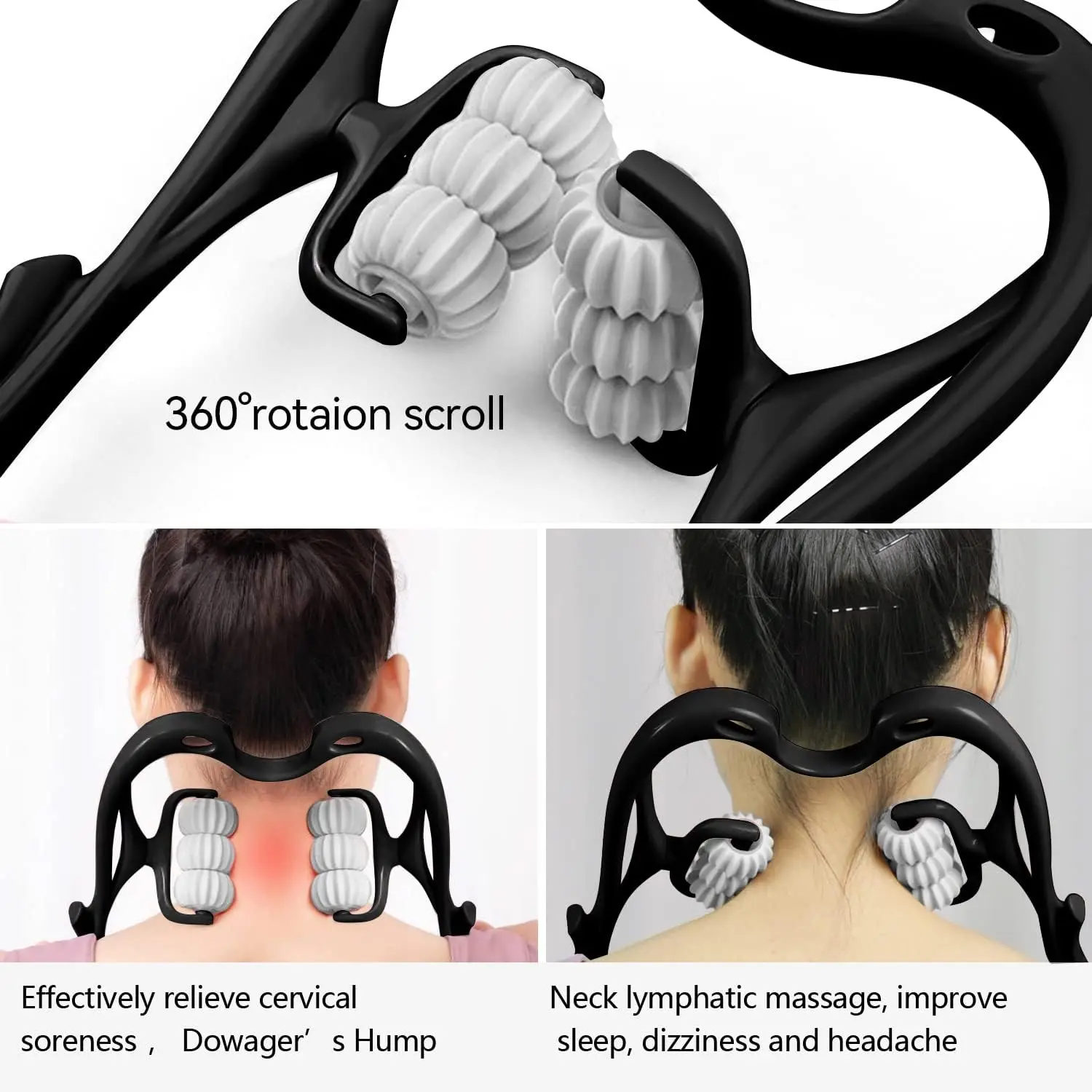 HaSeftni Neck Massager, Upgrade 6 Balls Massage Point Roller Massager for Pain Relief Handheld Tool Suitable Legs Waist and Shou