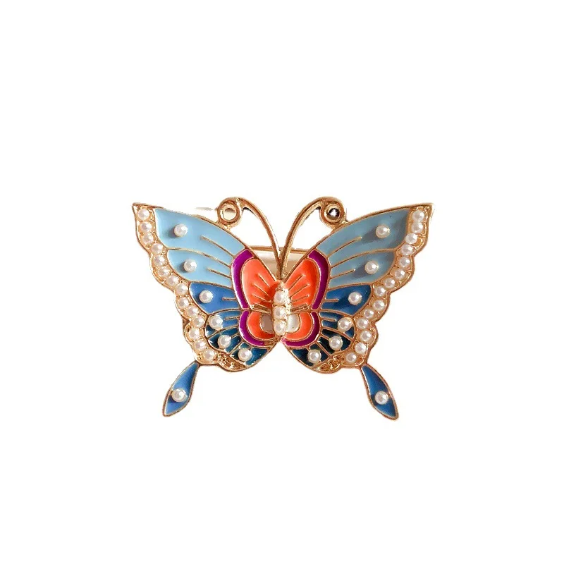 SKEDS Luxury Women Enamel Butterfly Insect Brooches Pins Vintage Crystal Pearl Brooch For Lady Jewelry Clothing Badges Corsage