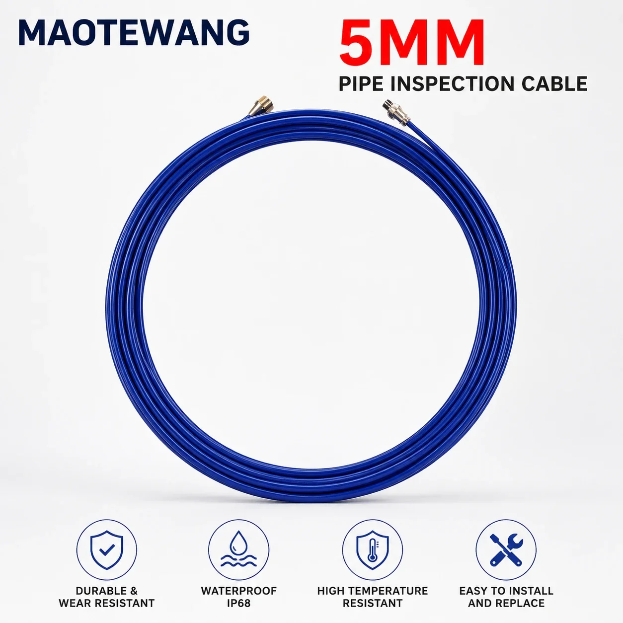 MAOTEWANG 5mm Cable for Pipe Inspection Camera and Drain Sewer Industrail Endoscope Camera