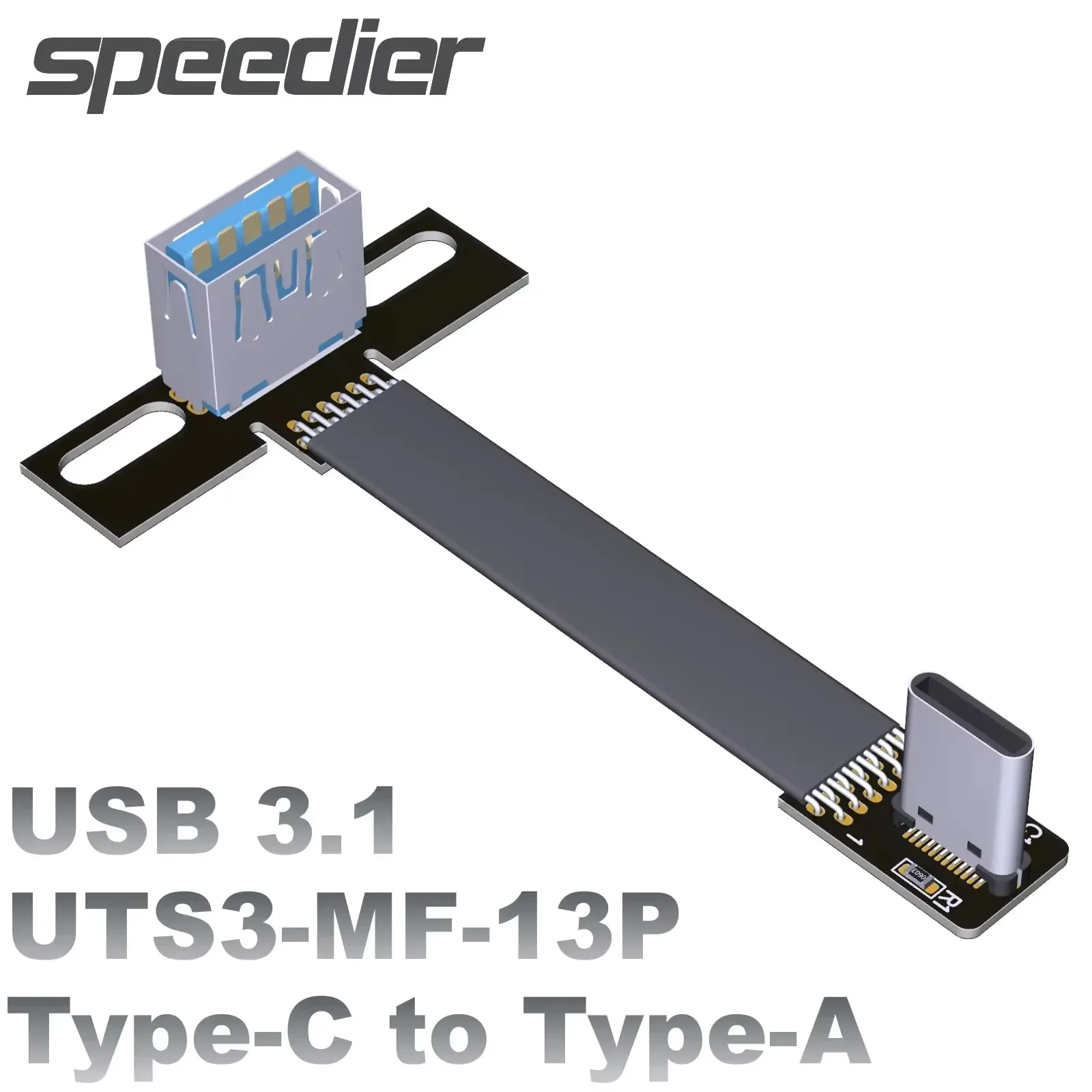 

USB 3.1 10G Плоский ленточный удлинительный кабель GEN2 типа C к FPV FPC Кабель для передачи данных Складной 90-угольный адаптер USB-A к USB-C «папа-мама»