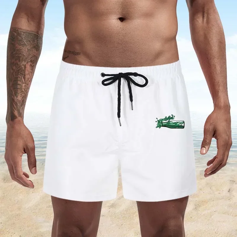 New Men\'s Quarter Casual Shorts Summer Swimming Trunks Men\'s Boxer Shorts Beach Shorts Surfboard Drawstring Pants Men\'s S-4XL