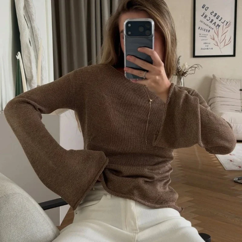 

Tsiisd Backless Lace-Up Pullovers Female Casual Loose Commute Long Sleeve Streetwear Beach Holiday Clothes 2026 Women Pullover