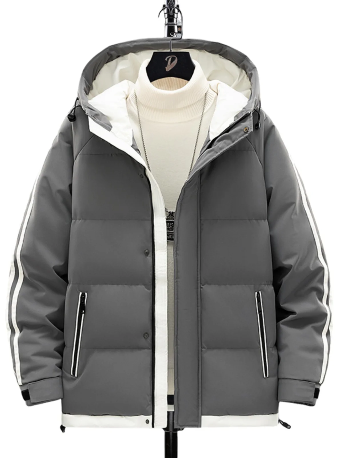 

Мужская утепленная хлопковая куртка: зимняя теплая повседневная модная куртка с капюшоном в корейском стиле, уличная одежда