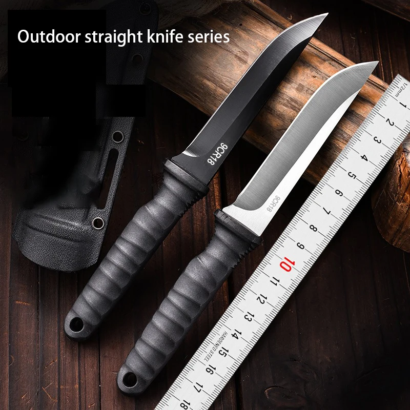 Outdoor Survival Carry Pocket Knife High Hardness Tactical Knife Defense Knife Camping Portable Straight Knife Multi-Purpose Fru