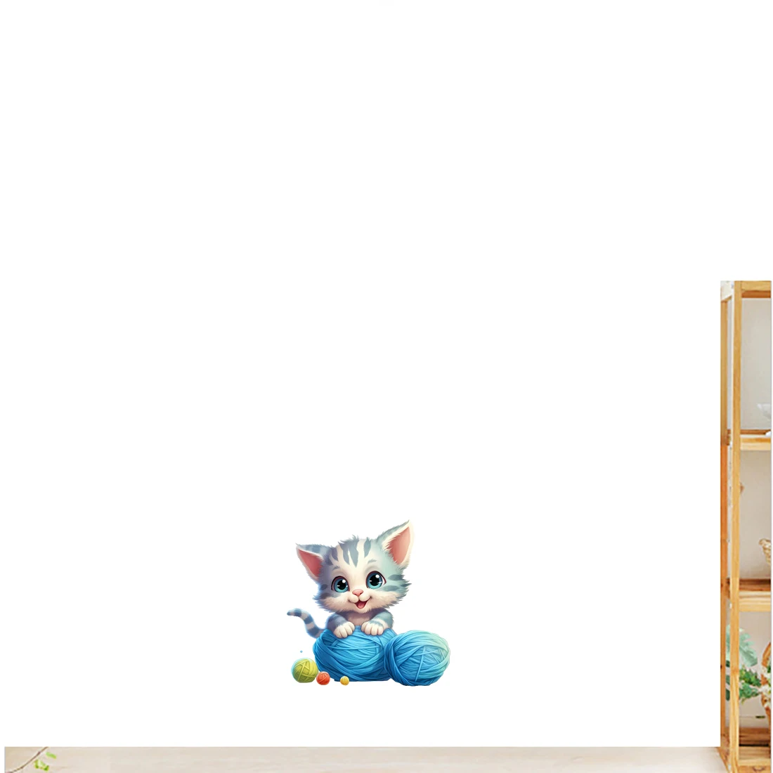 Three Ratels CM53 Naughty cat playing with string and cartoon bedroom wall stickers kindergarten decoration