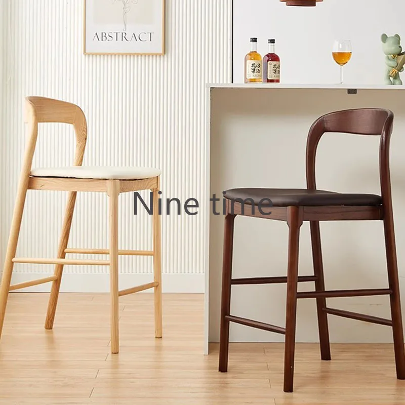 

Nordic High Dining Bar Chairs Counter Accent Wood Modern Nordic Bar Chair Kitchen Office Taburetes Altos Cocina Home Furniture