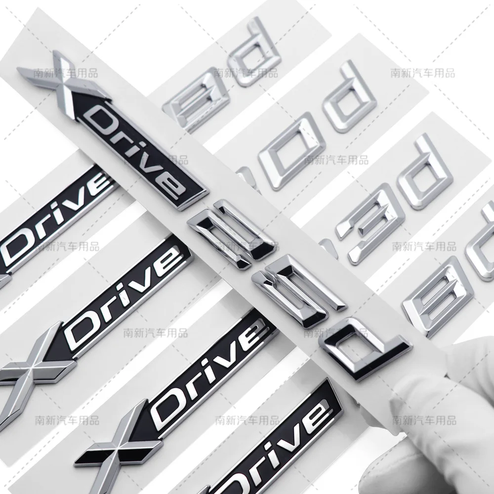 1X ABS Chrome Glossy Black XDrive Emblem Trim Sticker X Drive 18d 20d 23d 25d 28d 30d 35d 40d 48d 50d 55d For X1 X3 X5 X6