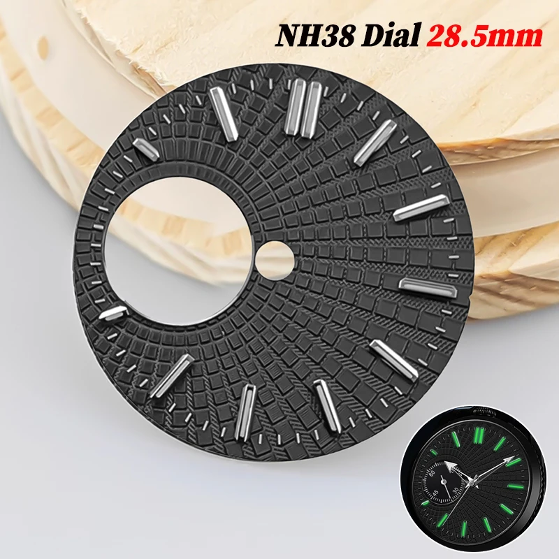 NH38 Zifferblatt 28,5mm Uhrenzifferblatt Grün Leuchtend Taucheruhr-Zifferblätter für NH38/NH34 Uhrwerk Modifikation Uhrenzubehör