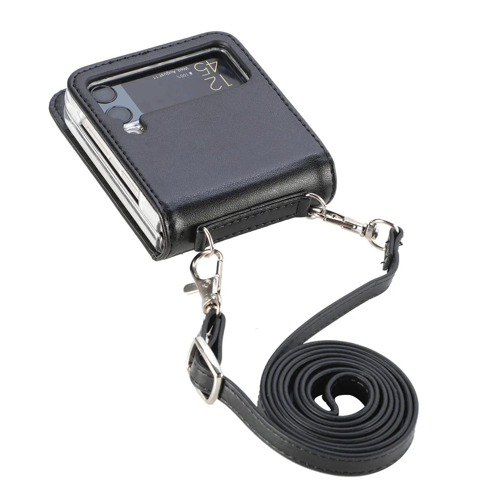 

Подходит для Samsung Galaxy Z Flip 3, складная сумка-мессенджер на молнии, кожаный чехол для мобильного телефона