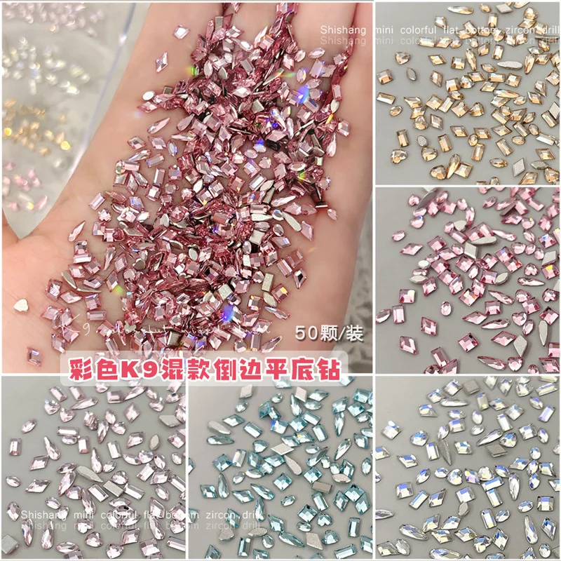 50 SZT. K9 Błyszczące Płaskie Cyrkonie do Paznokci Kryształowe Diamenty Części Akcesoria do Dekoracji Paznokci Materiały do Manicure
