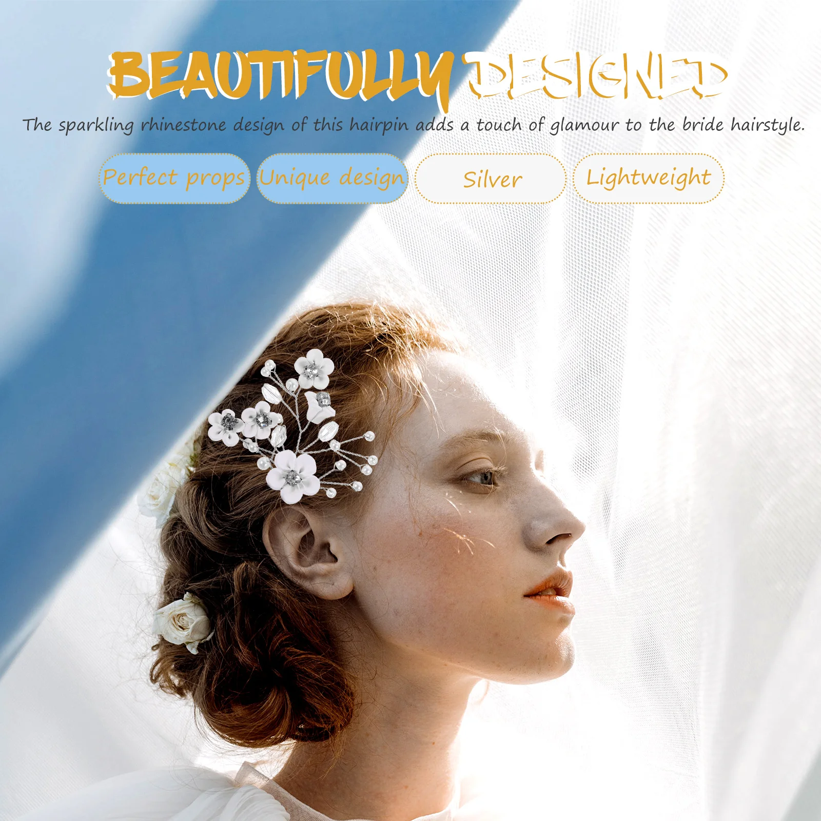 

Sparkling Rhinestone Wedding Hair for Bride Women Flower Design Zinc Alloy Bridal Hair Accessories Prom