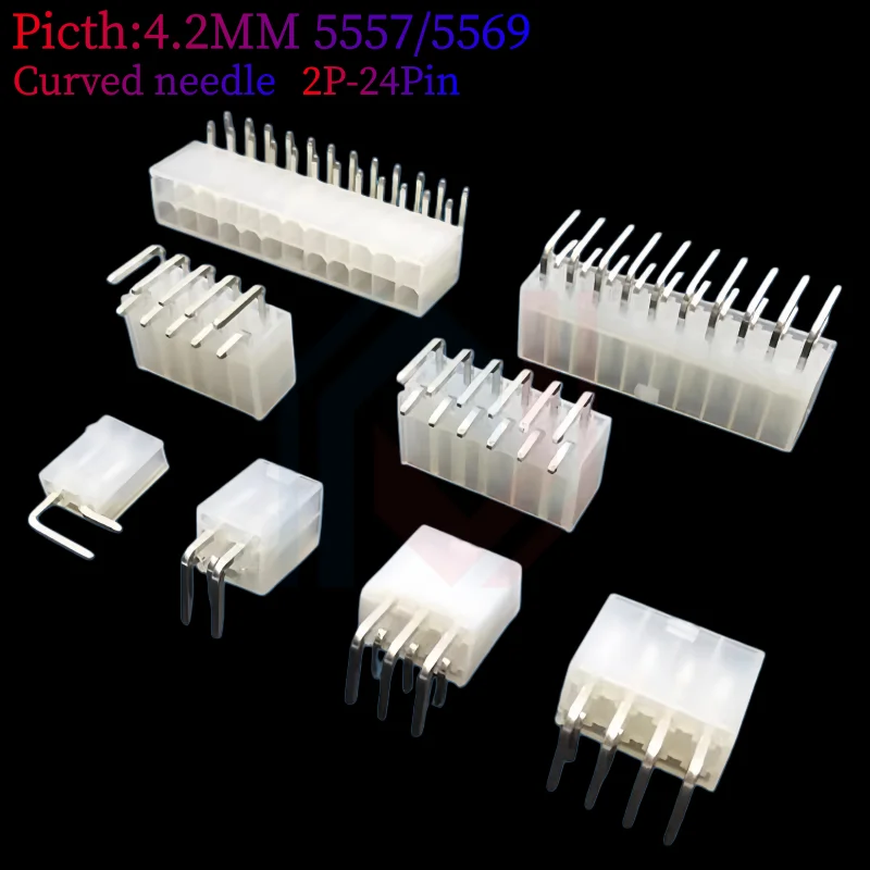 4.2mm Pitch Connector 5557/5569 Double Row Straight Needle Curved Needle Holder 2P/4P6P/8/10/12-24Pin Plug-Pin Socket