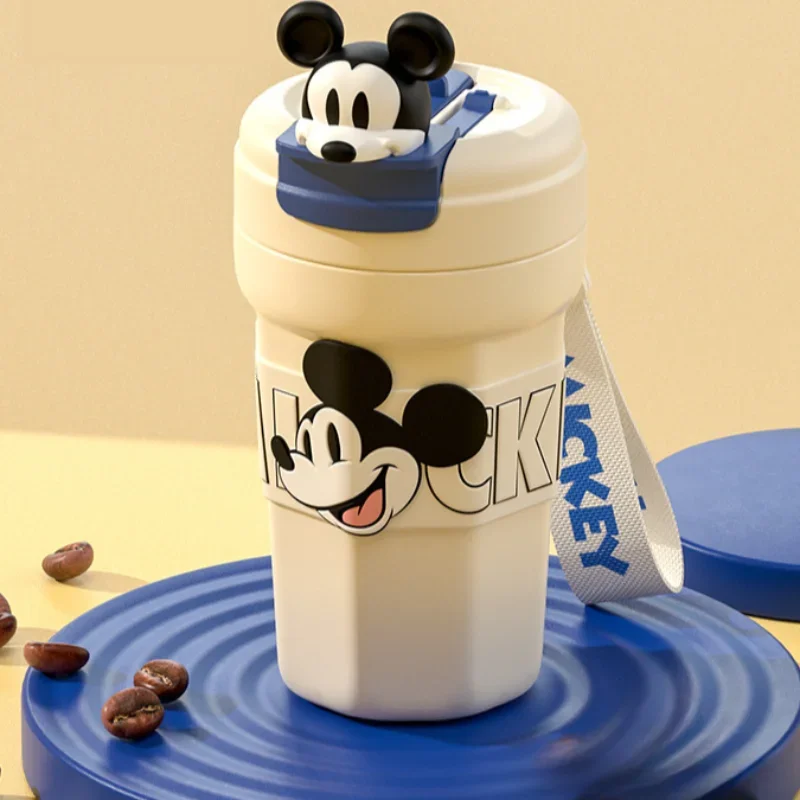 Disney Mickey Mouse Cartoon Student Insulation Coffee Cup Strawberry Bear Cute Travel Portable Stainless Steel Water Cup