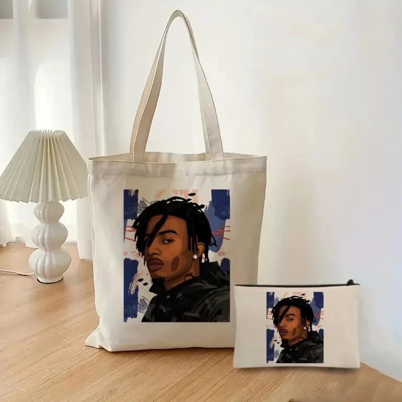 Bolsa organizadora de cosméticos de Rap Hip Hop para mujer, bolso de hombro de álbum de música Playboi Carti, bolsa de compras ecológica de gran capacidad, 2 piezas por juego