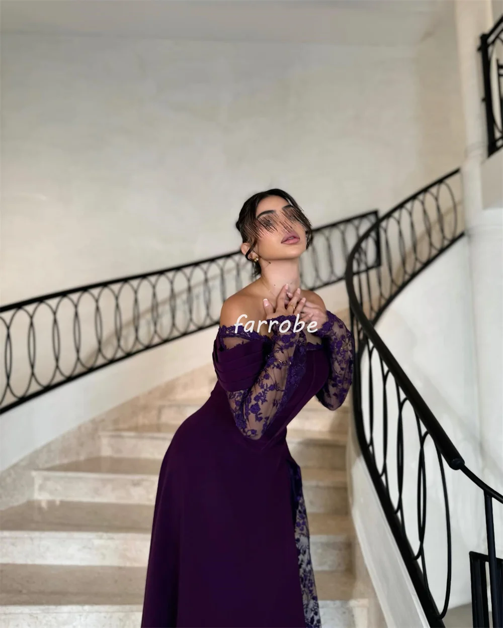 Customized Elegant Fashion Jersey Applique Pleat Draped A-line Off-the-shoulder Long Dresses Bespoke Occasion Dresses Sizes Avai