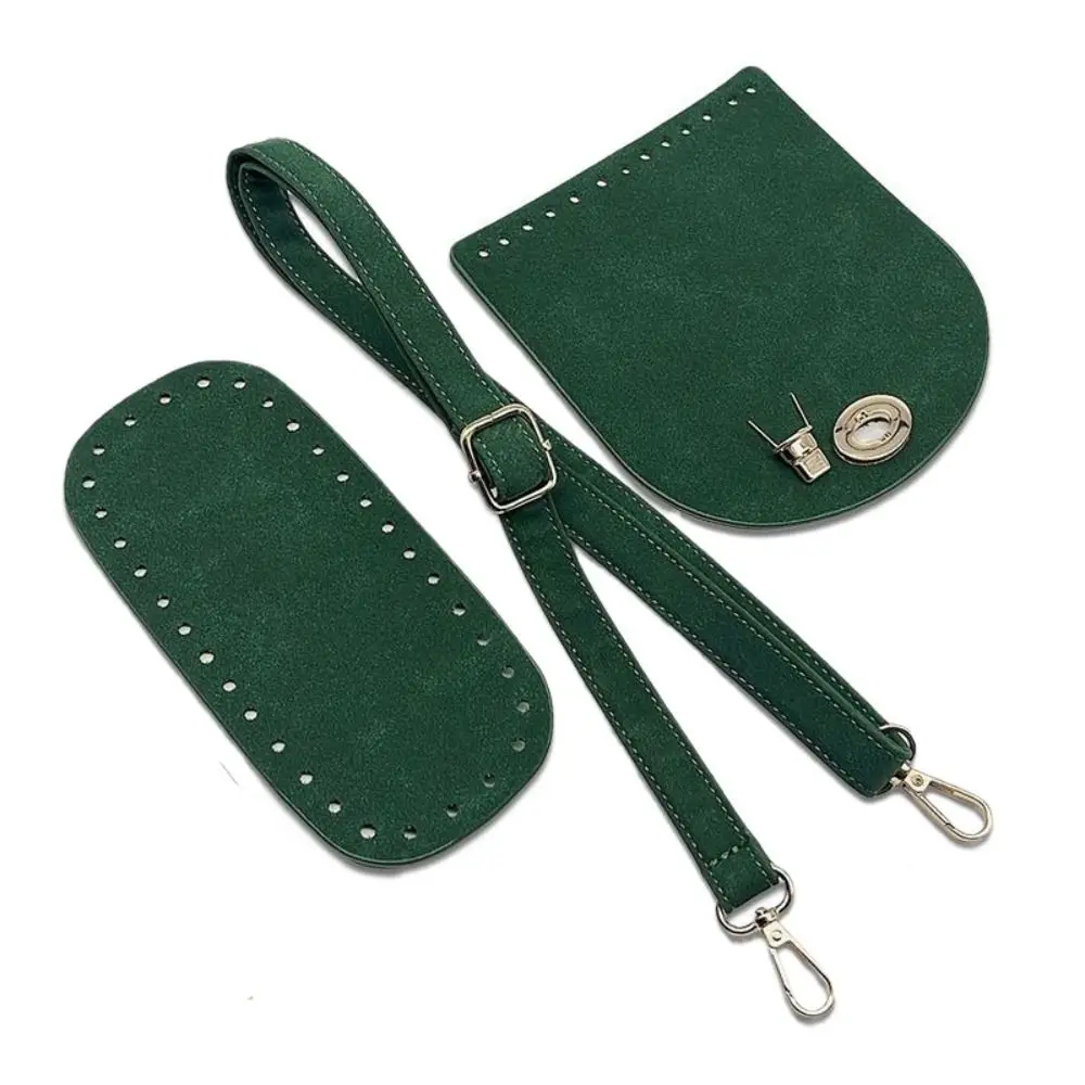 3Pcs/Set Replacement Leather Shoulder Bag Strap Bottom Handmade Solid Color Leather Bag Strap PU DIY DIY Bag Accessories Girl