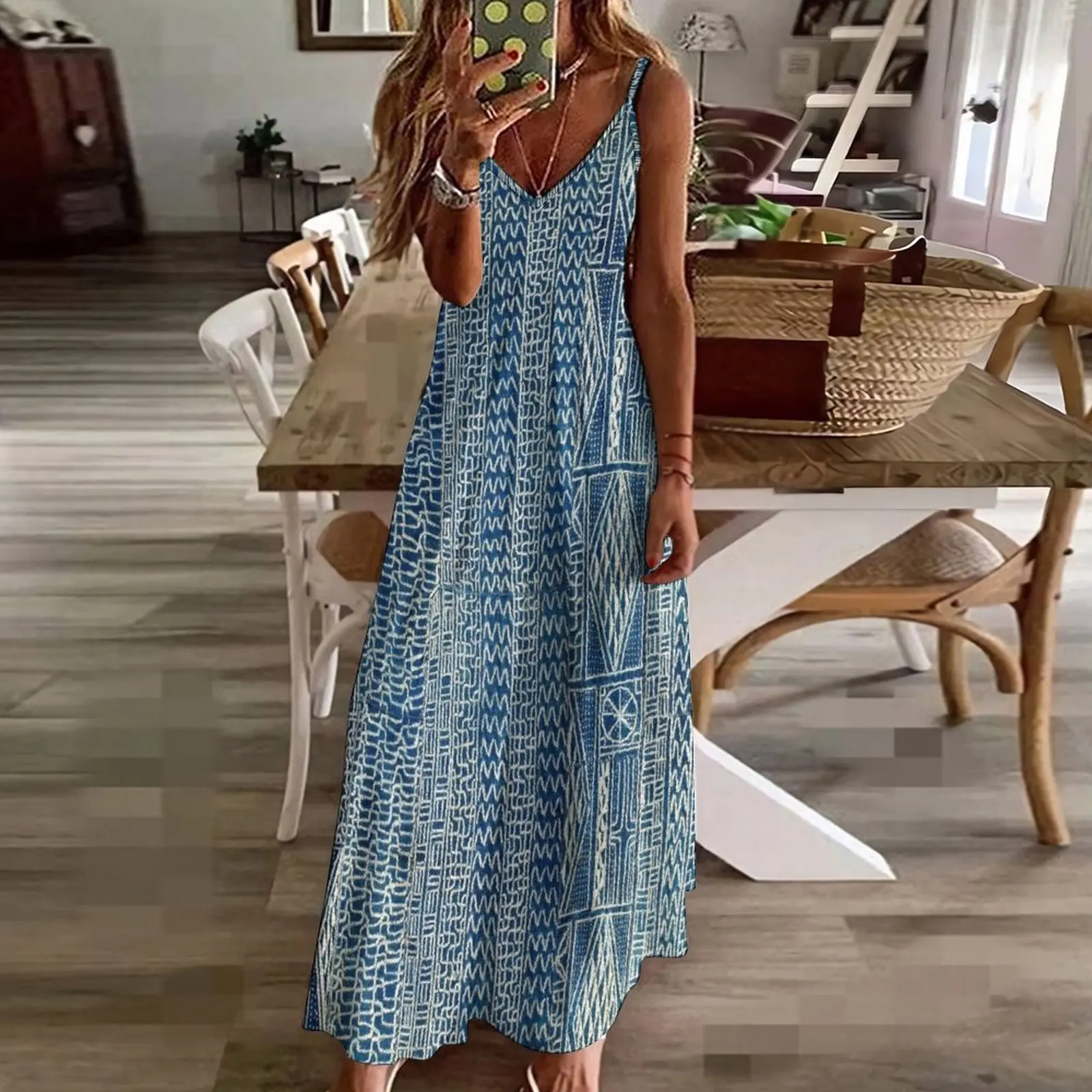 Ndop Cameroon West African Textile Print Sleeveless Dress prom dress long dresses for women