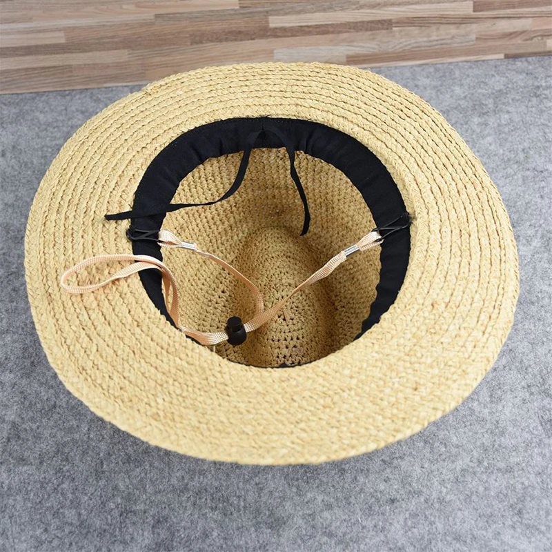 Raffia Panama straw hat large head circumference men and women summer sunscreen seaside sun hat with large head circumference