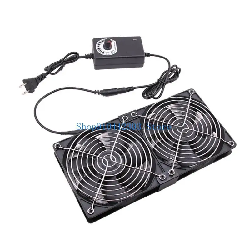 

652F 120mm 100-240V Double USB Powered Router With Speed Controller High Cooling Fan for Router Modem Receiver