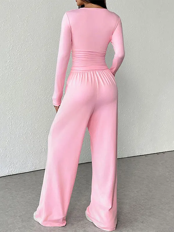 ゆったりとしたストレートレッグのワイドカジュアルパンツ レディース エレガントで快適なミッドウエスト/ローウエストパンツ PVC素材/PU素材