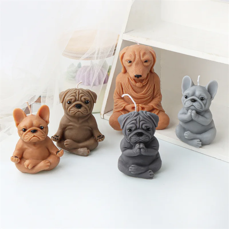 Multi Style Yoga Animal Candle Silicone Mold Rabbit Dog Soap Resin Plaster Mould Frog Chocolate Ice Making Set Home Decor Gifts