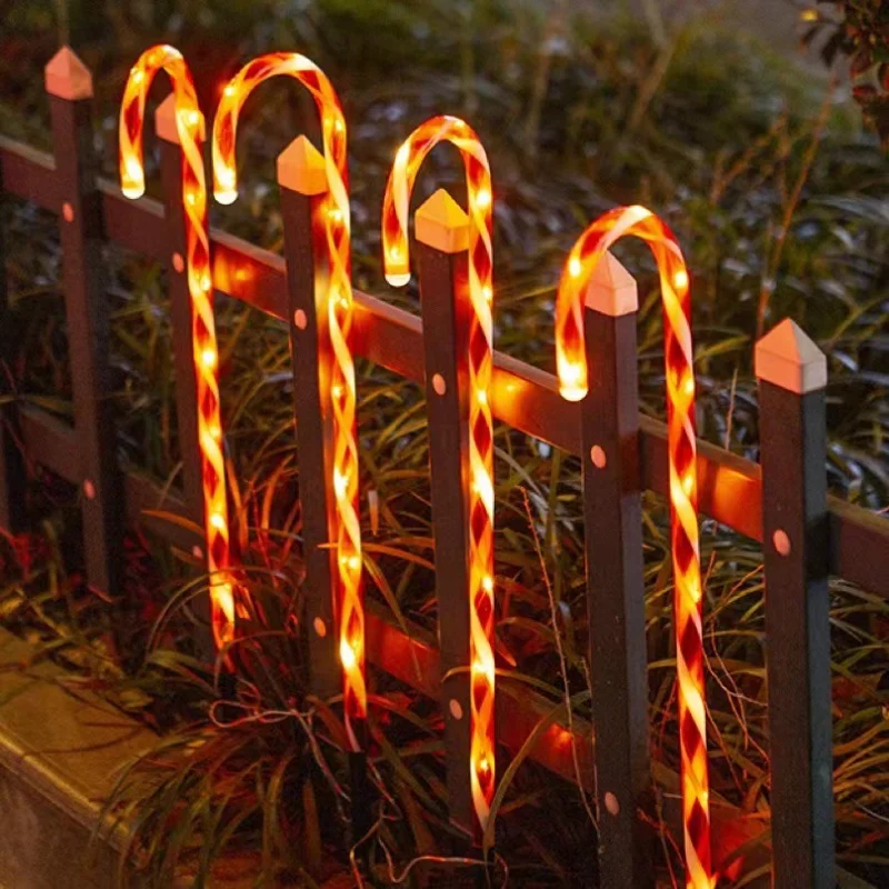 Christmas Light Pathway Candy Cane Walkway Light Usb/solar energy Powered Street Lamp Outdoor Garden Yard New Year's Decora Lamp