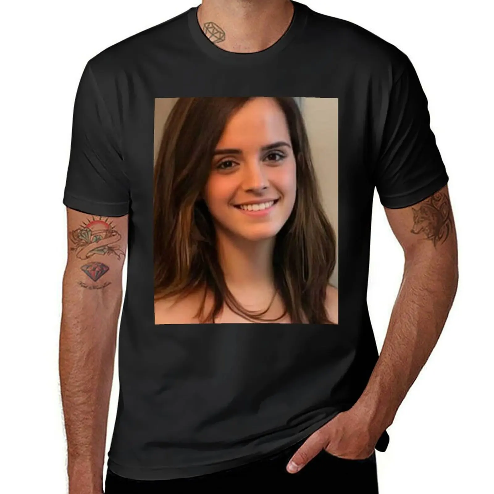 Emma Watson - Poster T-Shirt quick-drying summer top plain t shirts men