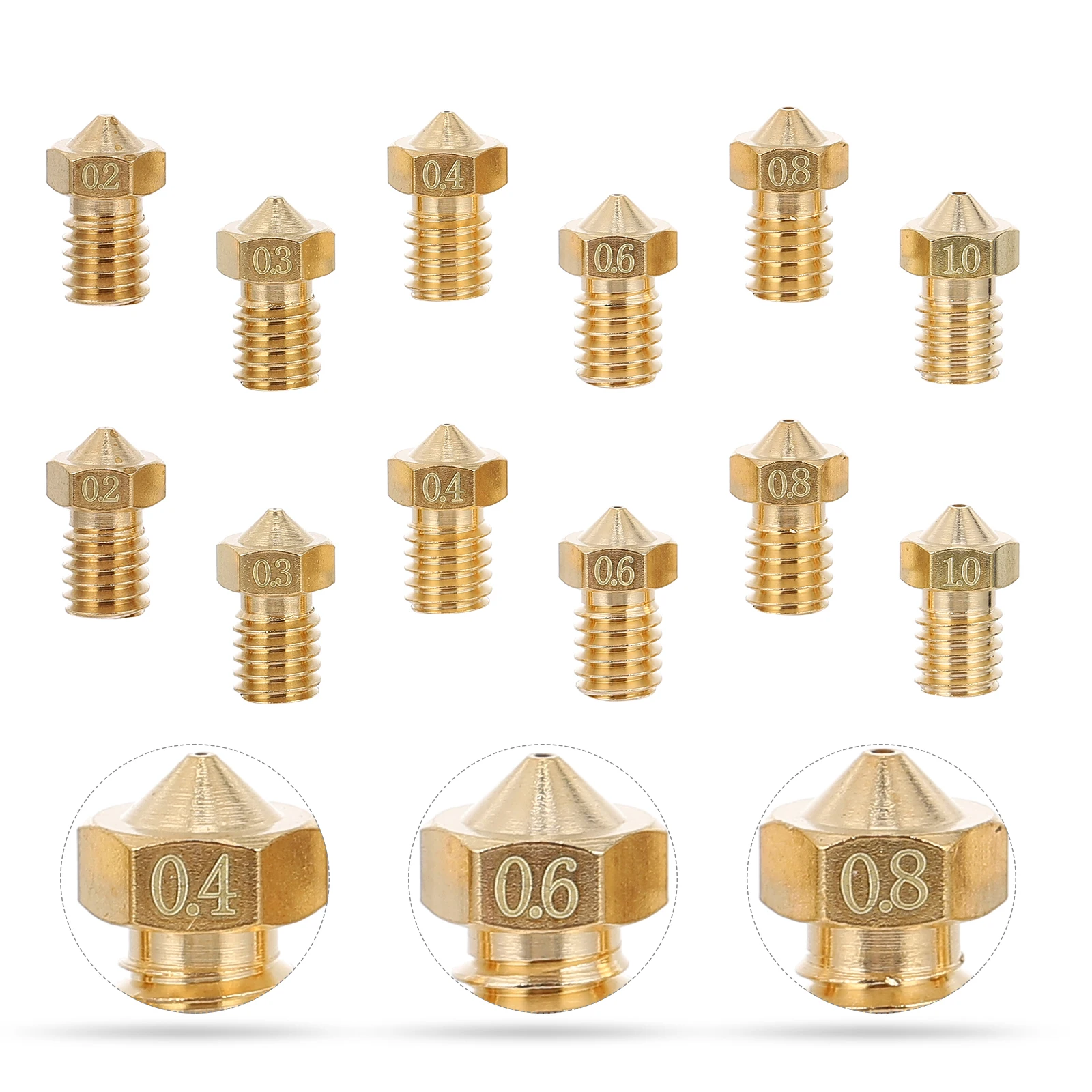 

30pcs 3D Printer Nozzle Brass Thread High Quality Replacement Smooth Printing Head Leak-Proof Long Life For 3D Printer