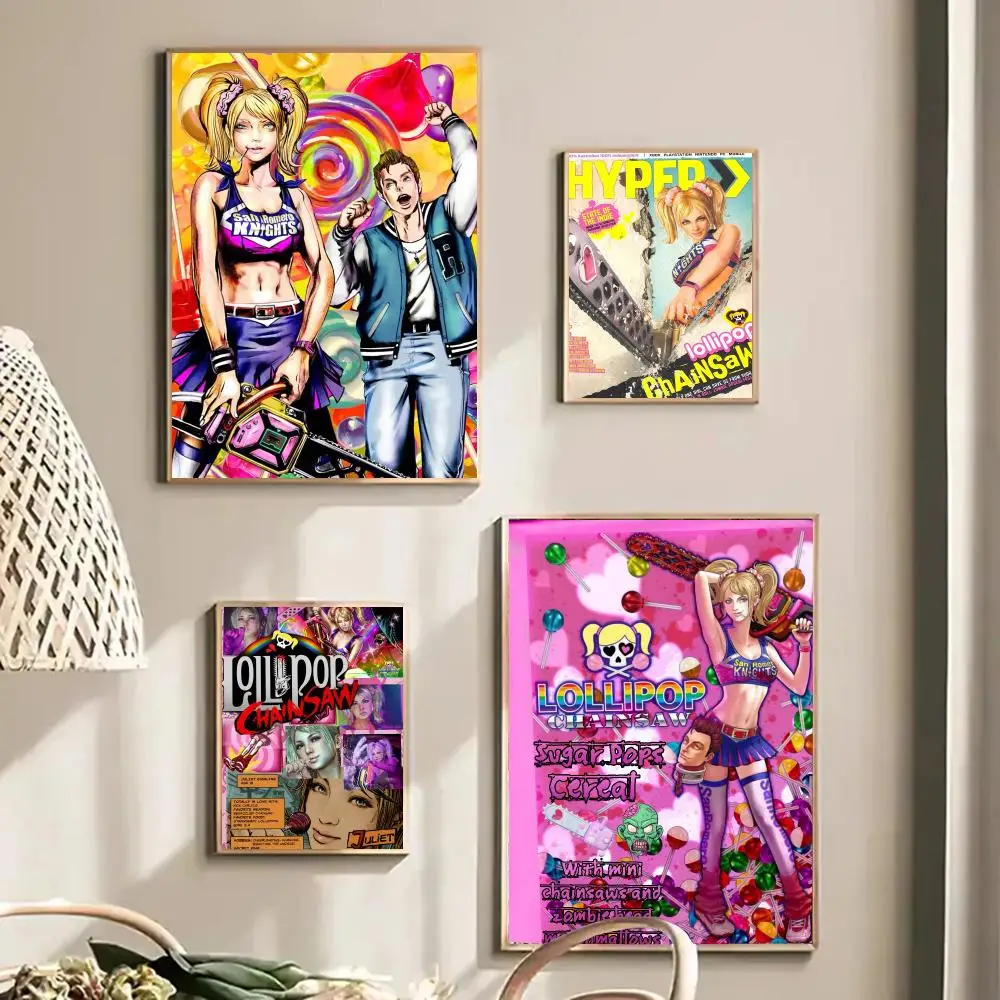 Lollipop Chainsaw game Poster Self-adhesive Advanced Aesthetic Printing Paper Wall Art for Living Room Home Decor