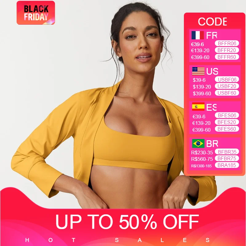 

Women Sexy Gym Fitness Crop Top Long Sleeve Open Front Short Workout Top Cropped Yoga Shirts Autumn Sports Shrug Female