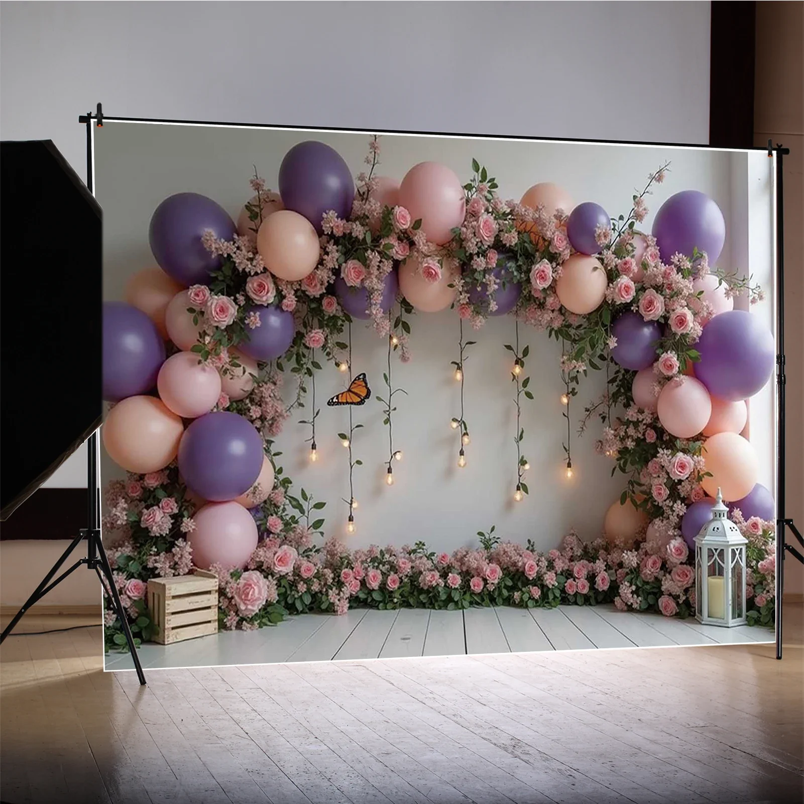 MOON.QG фон на день рождения арка воздушный шар сад цветок вечерние украшения детский душ аксессуары для фотосъемки для девочек фон фото
