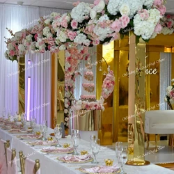 10Pcs, 1368, 10Pcs, 20cm, 114cm Metal Pedestal Flower Vase Stand, Gold Iron Frame, Wedding Walkway Aisle,