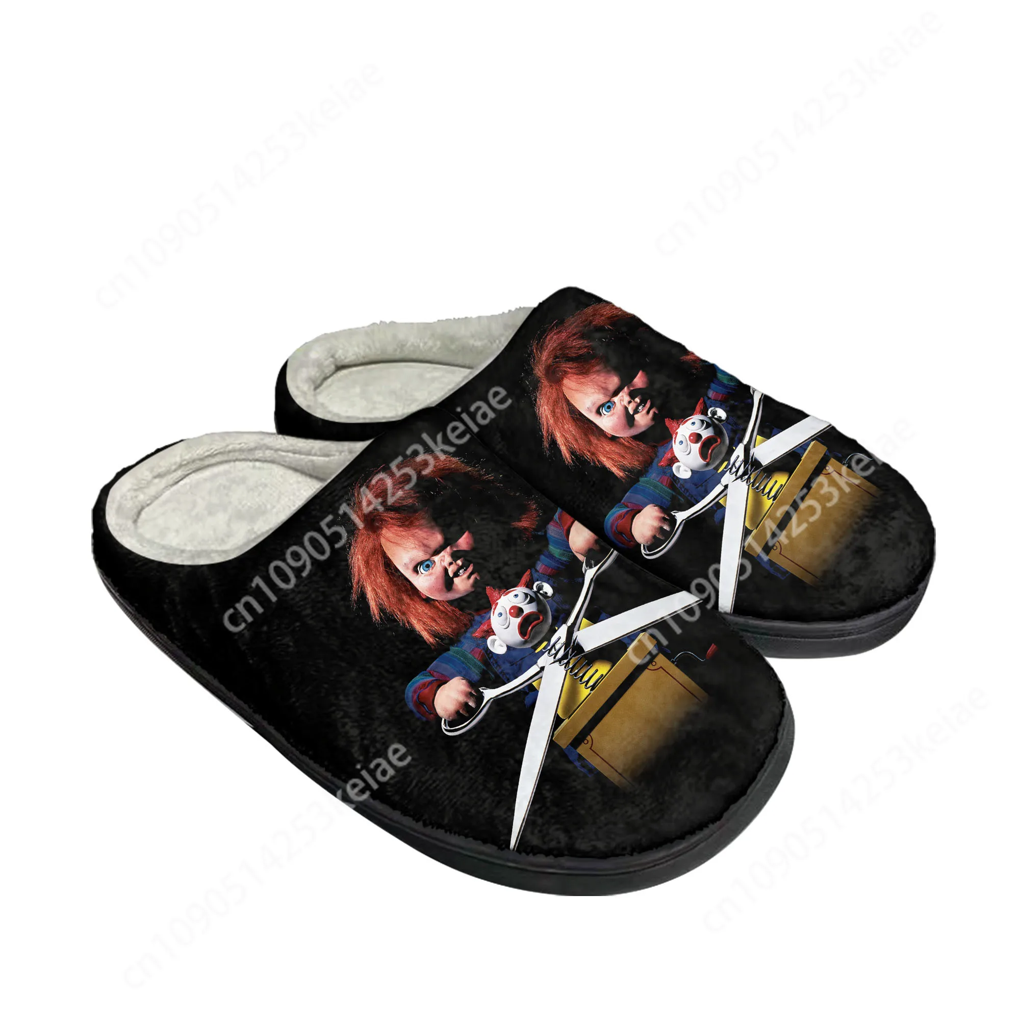 Horror Childs Play Chucky Home Cotton Custom Slippers Mens Womens Sandals Plush Casual Keep Warm Shoes Couple Thermal Slipper