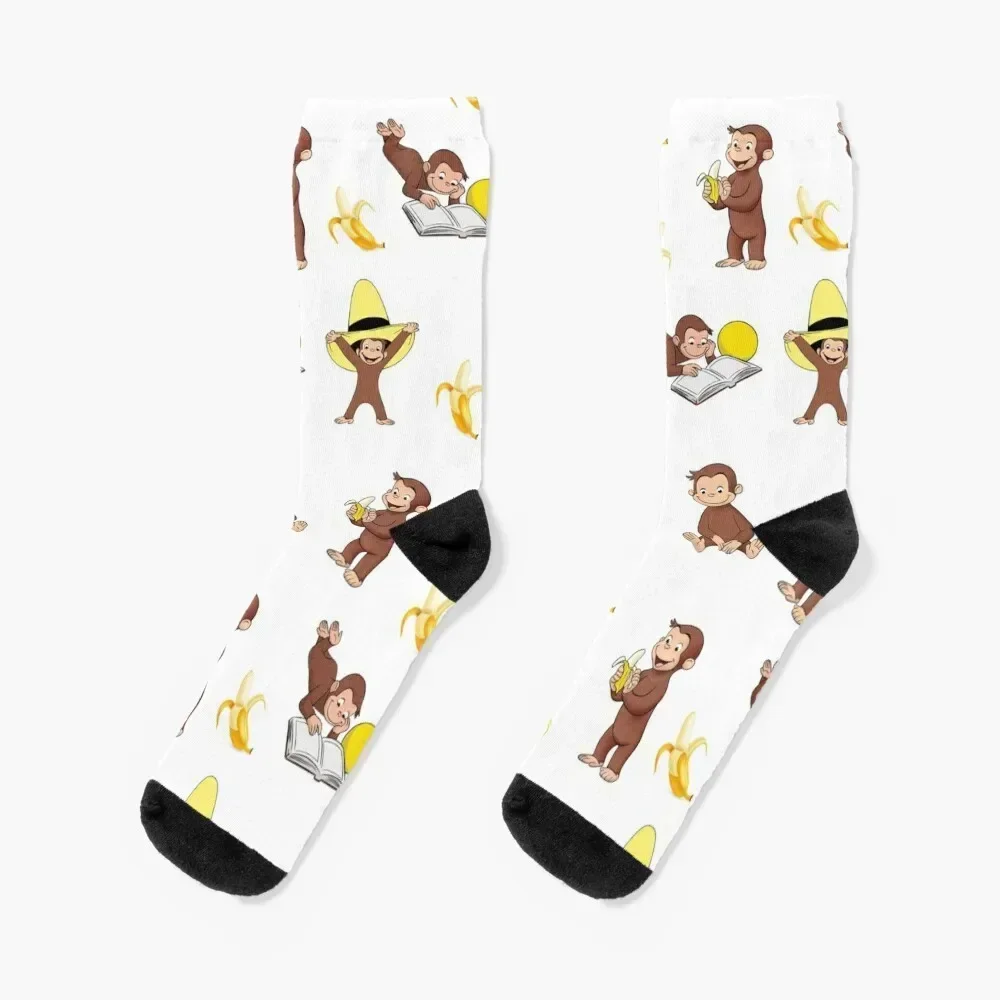 

George the curious monkey cartoon for kids pack Socks retro Argentina custom Women Socks Men's