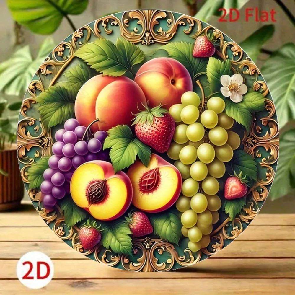 빈티지 과일 테마 복숭아, 포도, 딸기, 꽃무늬 금속 장식 고급스러운 주방용 홈 선물