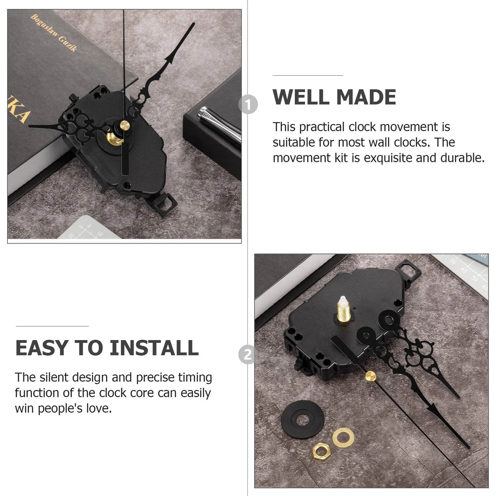 1Set High Quality Clock Movement Kit Silent Precise Timekeeping Durable Easy Install for Home Clocks Clock Movement Kit