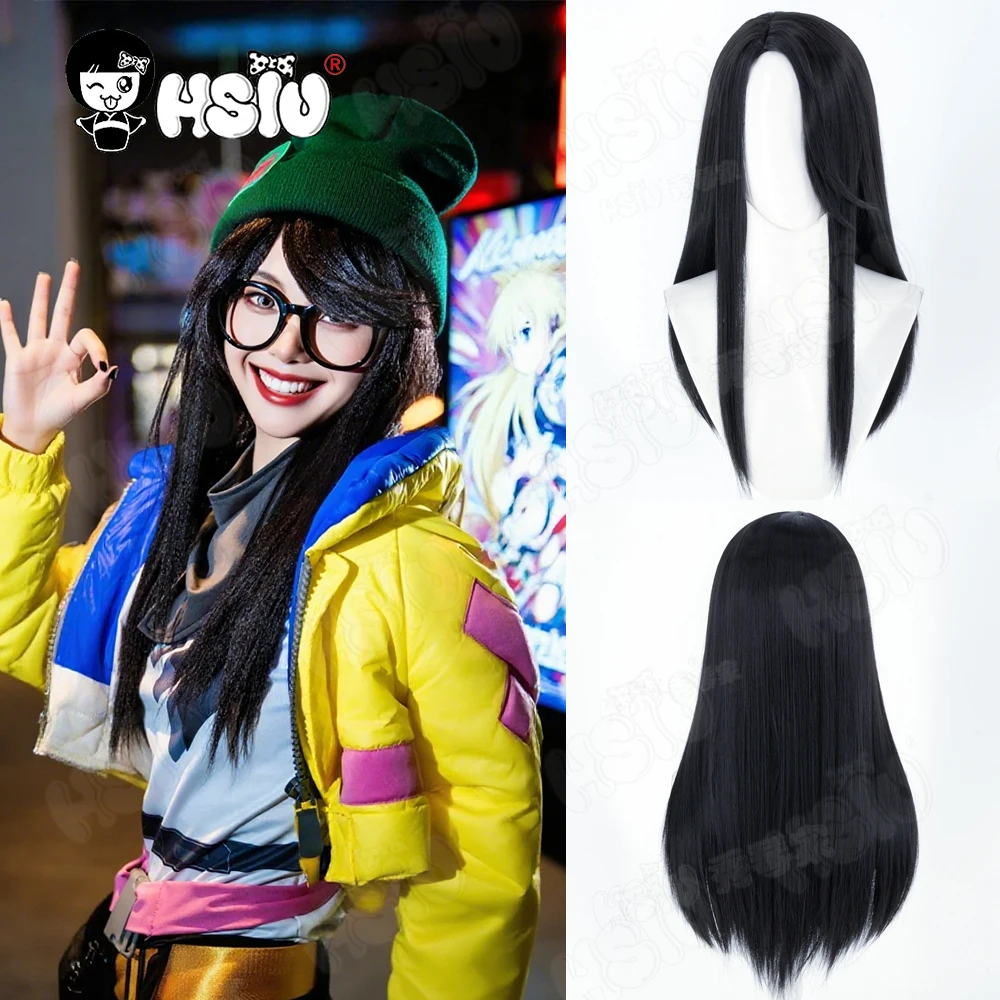 

Killjoy Косплей Парик Волокно синтетический парик「HSIU」Длинный черный парик 60 см Синтетический парик + шапочка для парика Парик для Хэллоуина Парик для игры Косплей Парик