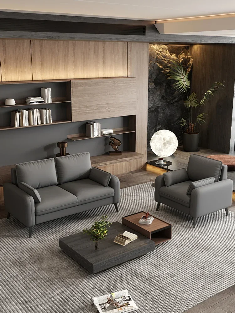 Simple and modern three-person small sofa. Available for office rentals