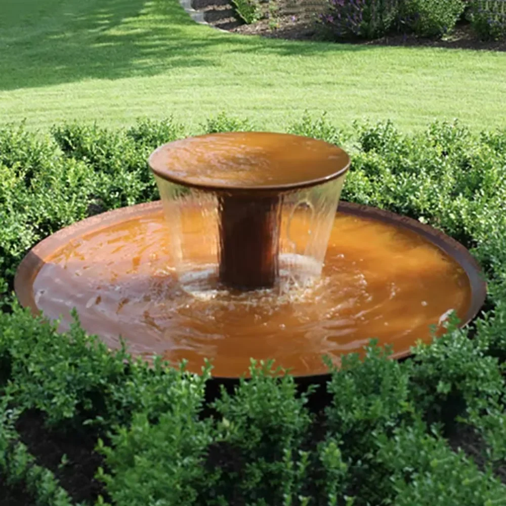 Made in China Koteng Steel Metal Rain Curtain Water Feature Koteng Steel Contemporary Garden Fountain