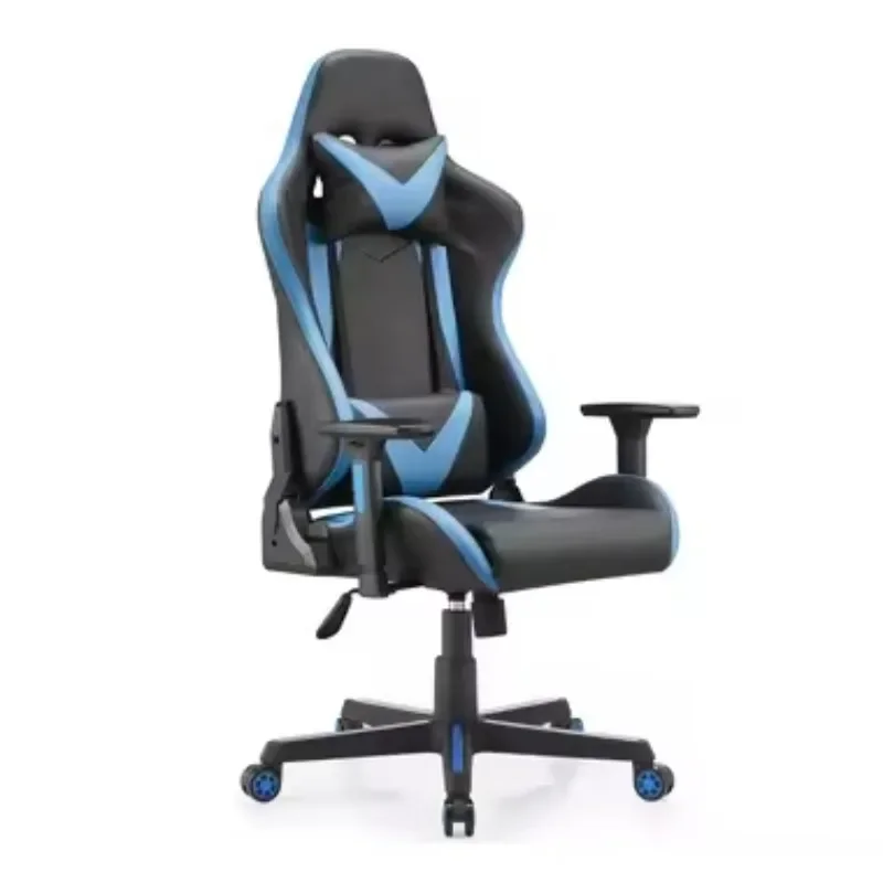 Modern High-Back Swivel Gaming Chair with Stainless Steel Base Economical Synthetic Leather Desk Chair for Gamers