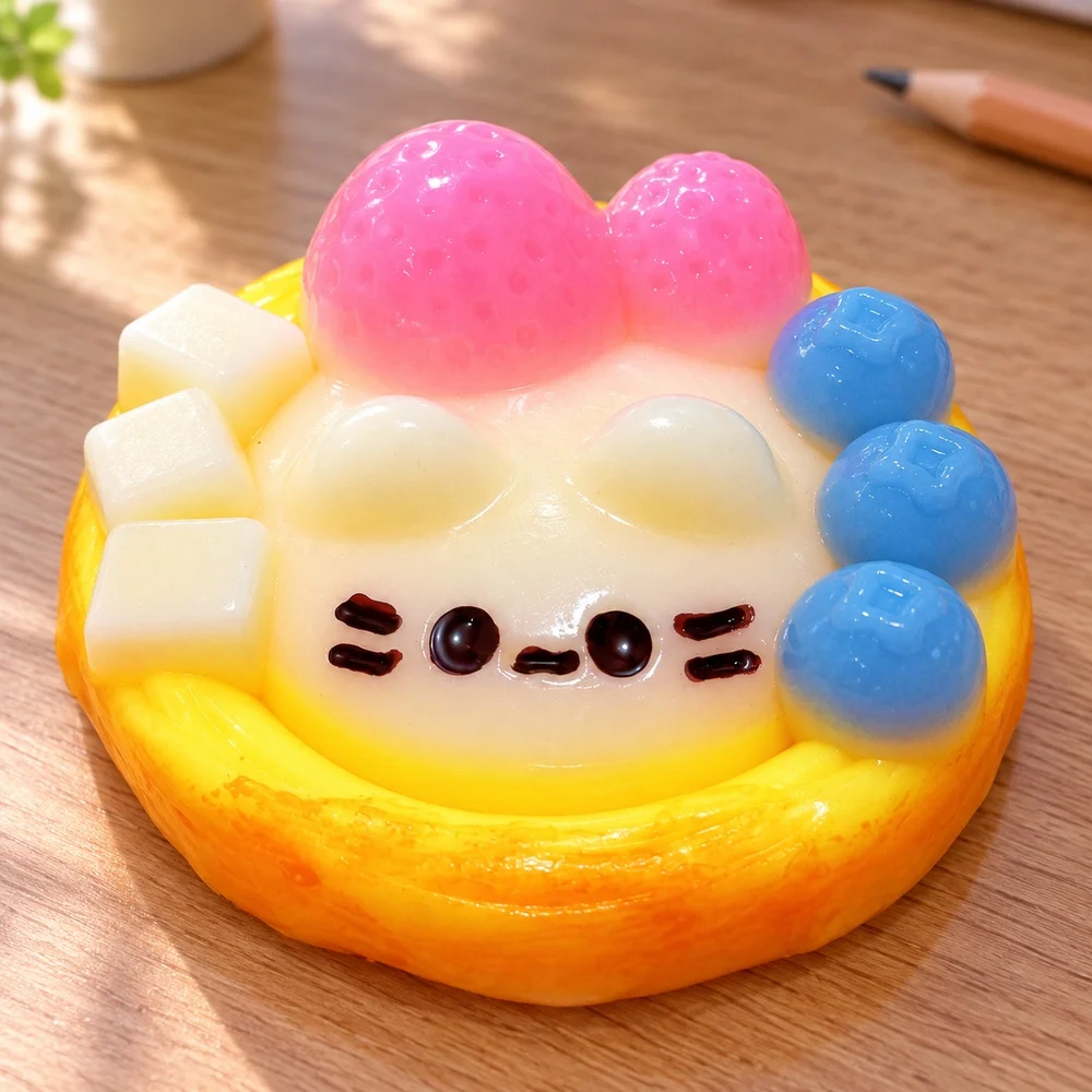 Cat Tart Squishy Squeeze Toy TPR Soft Sensory Desk Fidget with Cute Shape for Adults Teens Desk Companion Gift Single Piece