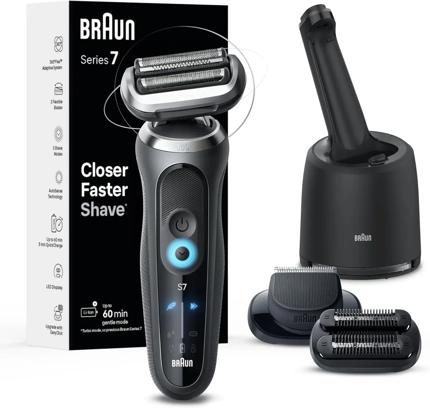 Electric Shaver for Men, Series 7 7185cc, Holiday Gifts for Men, Wet & Dry Shave, Shaving Kit with SmartCare Center and Be